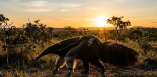 O segredo do tamanduá-bandeira na preservação do Cerrado ao equilibrar a vida nos cupinzeiros tropicais A cena se repete centenas de vezes todos os dias nas vastas extensões do Cerrado e nas bordas da Amazônia. Um tamanduá-bandeira, com sua imponente cauda de bandeira e focinho alongado, aproxima-se de um cupinzeiro robusto. Com as garras dianteiras afiadas, ele abre um buraco na estrutura dura de terra. Mas ele não vai ficar ali até saciar toda a sua fome. O grande segredo biológico desse mamífero impressionante é a sua capacidade de consumir milhares de insetos sem comprometer o futuro da colônia. Ao contrário do que se pode imaginar, o tamanduá-bandeira não devasta os cupinzeiros que visita. Essa interação é um exemplo refinado de sustentabilidade natural que garante a sobrevivência de ambos. Para realizar essa façanha, o animal conta com uma ferramenta altamente especializada e única na natureza. O Myrmecophaga tridactyla possui uma língua surpreendente que pode chegar a 60 centímetros de comprimento. Essa estrutura fina e musculosa é projetada para a eficiência e a velocidade. Coberta por uma saliva extremamente pegajosa e por pequenas espinhas voltadas para trás, a língua penetra rapidamente nos túneis do cupinzeiro, capturando centenas de cupins e formigas em questão de segundos. Estudos sobre o comportamento da espécie indicam que a língua pode entrar e sair da boca até 160 vezes por minuto. A velocidade é crucial porque, assim que a colônia percebe o ataque, as formigas-soldado e os cupins-soldado começam a reagir e a atacar o intruso com mordidas e substâncias químicas, tornando a alimentação dolorosa e menos proveitosa para o tamanduá. É justamente essa reação defensiva da colônia, somada a um instinto evolutivo refinado, que dita o ritmo da alimentação. O tamanduá come por dia uma quantidade expressiva de insetos, visitando até duzentos cupinzeiros ou formigueiros diferentes em sua jornada diária. No entanto, ele passa pouquíssimo tempo em cada local, geralmente menos de dois minutos. Essa pressa não é apenas para evitar as picadas, ela tem uma função ecológica fundamental. Ao comer apenas uma pequena fração da colônia e seguir em frente antes de causar danos irreparáveis à rainha ou à estrutura principal, o tamanduá-bandeira permite que o cupinzeiro se recupere e a colônia repovoe a área atacada. É uma dinâmica de "coleta" sustentável, um comportamento que a ciência reconhece como essencial para a manutenção do equilíbrio nos ecossistemas onde a espécie vive. Essa relação próxima entre o tamanduá e as comunidades de insetos sociais tem repercussões positivas que vão além da simples alimentação de um indivíduo. A atividade do tamanduá-bandeira ajuda a controlar as populações de cupins e formigas, evitando que estas se tornem superpopulações que poderiam desequilibrar a vegetação nativa ou outras dinâmicas locais. Ao abrir buracos nos cupinzeiros duros, o tamanduá também cria microhabitats para outras espécies menores que utilizam essas aberturas como abrigo ou fonte de alimento. A sustentabilidade dessa interação, onde o predador não extermina sua presa mas sim "gere" o recurso de forma a garantir sua renovação, é um dos pilares da biodiversidade nas savanas brasileiras. O tamanduá-bandeira é um jardineiro especializado, moldando a paisagem ao seu redor com uma sabedoria moldada por milênios de evolução. Observar um tamanduá-bandeira em seu habitat natural é uma experiência única. Sua aparência é inconfundível, com a pelagem grossa e acinzentada, a faixa diagonal preta com bordas brancas cruzando o peito e as costas, e claro, a imensa cauda peluda que usa para se equilibrar e até como "cobertor" para regular a temperatura do corpo durante o sono. Muitas vezes, especialmente ao amanhecer ou ao entardecer, quando a luz rasante realça as texturas do Cerrado, é possível avistar uma fêmea carregando seu filhote nas costas. O filhote fica perfeitamente alinhado com a faixa preta da mãe, uma camuflagem eficiente para protegê-lo de predadores enquanto ela se desloca pelos campos em busca dos cupinzeiros sustentáveis que garantem sua subsistência. Essa imagem de renovação e cuidado maternal reflete a resiliência da vida selvagem brasileira. A preservação do tamanduá-bandeira é crucial para a saúde dos biomas que ele habita, como o Cerrado e o Pantanal, e também para áreas de transição da Amazônia. Sendo uma espécie-chave, sua presença indica a qualidade do ambiente e o bom funcionamento das teias tróficas. Proteger o habitat desse grande mamífero significa proteger toda a rede de interações ecológicas que ele sustenta, incluindo a saúde dos solos e o ciclo dos insetos. Iniciativas de conservação focadas na proteção de corredores ecológicos e na conscientização sobre a importância da coexistência com a fauna selvagem têm demonstrado resultados positivos, mostrando que é possível garantir o futuro dessa e de muitas outras espécies emblemáticas do Brasil. A visão de um tamanduá caminhando livremente pelos campos no início do dia é um testemunho de esperança e da força da biodiversidade. A lição que o tamanduá-bandeira nos oferece é simples, profunda e extremamente atual. Seus hábitos alimentares nos mostram que é possível satisfazer nossas necessidades sem esgotar as fontes que nos sustentam. O equilíbrio que ele mantém com os cupinzeiros é um lembrete valioso de que a verdadeira sustentabilidade reside no respeito aos ciclos naturais e na compreensão de que somos parte de um sistema interconectado. O cuidado que ele tem ao "colher" sem destruir aponta um caminho para refletirmos sobre como podemos gerenciar nossos próprios recursos e interagir com o planeta que compartilhamos com tantas outras formas de vida extraordinárias. BOX LATERAL: O Gigante das Américas | O tamanduá-bandeira (Myrmecophaga tridactyla) é o maior das quatro espécies de tamanduás existentes. Sem dentes, ele é um especialista em comer formigas e cupins. Sua pelagem longa e acinzentada, com uma faixa diagonal preta, e sua cauda enorme e peluda, que lembra uma bandeira, o tornam inconfundível. Adaptado tanto a florestas quanto a campos abertos como o Cerrado, ele é um símbolo da nossa biodiversidade.