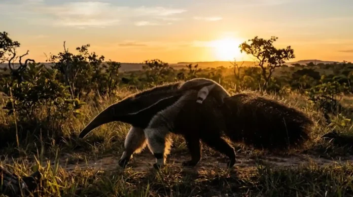 A cena se repete centenas de vezes todos os dias nas vastas extensões do Cerrado e nas bordas da Amazônia. Um tamanduá-bandeira, com sua imponente cauda de bandeira e focinho alongado, aproxima-se de um cupinzeiro robusto. Com as garras dianteiras afiadas, ele abre um buraco na estrutura dura de terra. Mas ele não vai ficar ali até saciar toda a sua fome. O grande segredo biológico desse mamífero impressionante é a sua capacidade de consumir milhares de insetos sem comprometer o futuro da colônia. Ao contrário do que se pode imaginar, o tamanduá-bandeira não devasta os cupinzeiros que visita. Essa interação é um exemplo refinado de sustentabilidade natural que garante a sobrevivência de ambos. Para realizar essa façanha, o animal conta com uma ferramenta altamente especializada e única na natureza. O Myrmecophaga tridactyla possui uma língua surpreendente que pode chegar a 60 centímetros de comprimento. Essa estrutura fina e musculosa é projetada para a eficiência e a velocidade. Coberta por uma saliva extremamente pegajosa e por pequenas espinhas voltadas para trás, a língua penetra rapidamente nos túneis do cupinzeiro, capturando centenas de cupins e formigas em questão de segundos. Estudos sobre o comportamento da espécie indicam que a língua pode entrar e sair da boca até 160 vezes por minuto. A velocidade é crucial porque, assim que a colônia percebe o ataque, as formigas-soldado e os cupins-soldado começam a reagir e a atacar o intruso com mordidas e substâncias químicas, tornando a alimentação dolorosa e menos proveitosa para o tamanduá. É justamente essa reação defensiva da colônia, somada a um instinto evolutivo refinado, que dita o ritmo da alimentação. O tamanduá come por dia uma quantidade expressiva de insetos, visitando até duzentos cupinzeiros ou formigueiros diferentes em sua jornada diária. No entanto, ele passa pouquíssimo tempo em cada local, geralmente menos de dois minutos. Essa pressa não é apenas para evitar as picadas, ela tem uma função ecológica fundamental. Ao comer apenas uma pequena fração da colônia e seguir em frente antes de causar danos irreparáveis à rainha ou à estrutura principal, o tamanduá-bandeira permite que o cupinzeiro se recupere e a colônia repovoe a área atacada. É uma dinâmica de "coleta" sustentável, um comportamento que a ciência reconhece como essencial para a manutenção do equilíbrio nos ecossistemas onde a espécie vive. Essa relação próxima entre o tamanduá e as comunidades de insetos sociais tem repercussões positivas que vão além da simples alimentação de um indivíduo. A atividade do tamanduá-bandeira ajuda a controlar as populações de cupins e formigas, evitando que estas se tornem superpopulações que poderiam desequilibrar a vegetação nativa ou outras dinâmicas locais. Ao abrir buracos nos cupinzeiros duros, o tamanduá também cria microhabitats para outras espécies menores que utilizam essas aberturas como abrigo ou fonte de alimento. A sustentabilidade dessa interação, onde o predador não extermina sua presa mas sim "gere" o recurso de forma a garantir sua renovação, é um dos pilares da biodiversidade nas savanas brasileiras. O tamanduá-bandeira é um jardineiro especializado, moldando a paisagem ao seu redor com uma sabedoria moldada por milênios de evolução. Observar um tamanduá-bandeira em seu habitat natural é uma experiência única. Sua aparência é inconfundível, com a pelagem grossa e acinzentada, a faixa diagonal preta com bordas brancas cruzando o peito e as costas, e claro, a imensa cauda peluda que usa para se equilibrar e até como "cobertor" para regular a temperatura do corpo durante o sono. Muitas vezes, especialmente ao amanhecer ou ao entardecer, quando a luz rasante realça as texturas do Cerrado, é possível avistar uma fêmea carregando seu filhote nas costas. O filhote fica perfeitamente alinhado com a faixa preta da mãe, uma camuflagem eficiente para protegê-lo de predadores enquanto ela se desloca pelos campos em busca dos cupinzeiros sustentáveis que garantem sua subsistência. Essa imagem de renovação e cuidado maternal reflete a resiliência da vida selvagem brasileira. A preservação do tamanduá-bandeira é crucial para a saúde dos biomas que ele habita, como o Cerrado e o Pantanal, e também para áreas de transição da Amazônia. Sendo uma espécie-chave, sua presença indica a qualidade do ambiente e o bom funcionamento das teias tróficas. Proteger o habitat desse grande mamífero significa proteger toda a rede de interações ecológicas que ele sustenta, incluindo a saúde dos solos e o ciclo dos insetos. Iniciativas de conservação focadas na proteção de corredores ecológicos e na conscientização sobre a importância da coexistência com a fauna selvagem têm demonstrado resultados positivos, mostrando que é possível garantir o futuro dessa e de muitas outras espécies emblemáticas do Brasil. A visão de um tamanduá caminhando livremente pelos campos no início do dia é um testemunho de esperança e da força da biodiversidade. A lição que o tamanduá-bandeira nos oferece é simples, profunda e extremamente atual. Seus hábitos alimentares nos mostram que é possível satisfazer nossas necessidades sem esgotar as fontes que nos sustentam. O equilíbrio que ele mantém com os cupinzeiros é um lembrete valioso de que a verdadeira sustentabilidade reside no respeito aos ciclos naturais e na compreensão de que somos parte de um sistema interconectado. O cuidado que ele tem ao "colher" sem destruir aponta um caminho para refletirmos sobre como podemos gerenciar nossos próprios recursos e interagir com o planeta que compartilhamos com tantas outras formas de vida extraordinárias. BOX LATERAL: O Gigante das Américas | O tamanduá-bandeira (Myrmecophaga tridactyla) é o maior das quatro espécies de tamanduás existentes. Sem dentes, ele é um especialista em comer formigas e cupins. Sua pelagem longa e acinzentada, com uma faixa diagonal preta, e sua cauda enorme e peluda, que lembra uma bandeira, o tornam inconfundível. Adaptado tanto a florestas quanto a campos abertos como o Cerrado, ele é um símbolo da nossa biodiversidade.