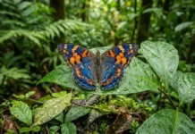 Las mariposas de la Amazonía anticipan el futuro del clima uma borboleta colorida com a floresta densa e úmida ao fundo