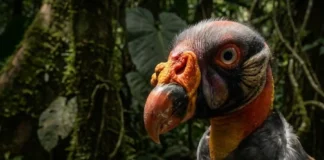 Soberano da decomposição a força mandibular do urubu-rei que rompe couros resistentes e alimenta a floresta