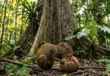 Como a cutia utiliza sua dentição especializada para garantir a reprodução da castanheira-do-pará na Floresta Amazônica