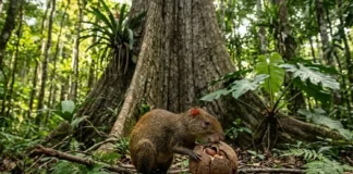 Como a cutia utiliza sua dentição especializada para garantir a reprodução da castanheira-do-pará na Floresta Amazônica