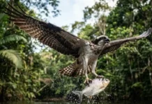 Como as garras texturizadas da águia-pescadora garantem capturas implacáveis nos complexos sistemas fluviais da bacia Amazônica