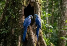 Como a fidelidade conjugal e a herança de ninhos seculares garantem a reprodução da arara-azul-grande na floresta Amazônica