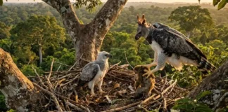 Como o longo treinamento de caça do gavião-real revela os segredos da sobrevivência na copa da Amazônia brasileira