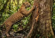 Como os arranhões da onça pintada em troncos revelam o tamanho do felino e organizam o ecossistema da Amazônia