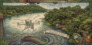 Drones brasileiros revolucionam manejo comunitário de pirarucus com contagem aérea de alta precisão na Amazônia