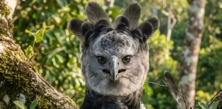 Como a diferença de tamanho entre fêmeas e machos do gavião-real otimiza a estratégia de caça no dossel amazônico