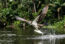Como a águia-pescadora cruza continentes inteiros para encontrar refúgio e alimento nos rios da Amazônia