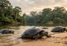 Como a tartaruga-da-Amazônia utiliza o campo magnético da Terra para navegar de volta à praia de nascimento
