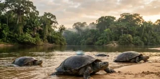 Como a tartaruga-da-Amazônia utiliza o campo magnético da Terra para navegar de volta à praia de nascimento