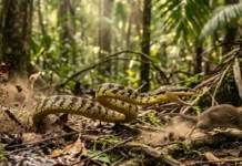 Como a cobra caninana, a mais rápida do Brasil, utiliza sua velocidade para caçar ratos e lagartos, surpreendendo moradores da zona rural amazônica