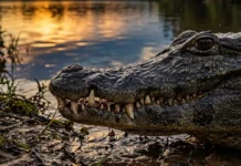 O jacaré-açu possui a maior força de mordida entre os predadores da América do Sul rivalizando com o temido crocodilo do Nilo