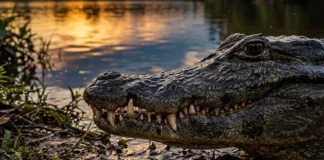 O jacaré-açu possui a maior força de mordida entre os predadores da América do Sul rivalizando com o temido crocodilo do Nilo