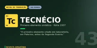 Tecnécio: o primeiro elemento criado em laboratório, sintetizado em Palermo na Itália em 1937 Tecnécio: o primeiro elemento criado em laboratório, sintetizado em Palermo na Itália em 1937