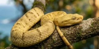 As serpentes da Ilha da Queimada Grande só existem naquele pedaço de terra e uma picada pode matar em menos de uma hora Bothrops insularis. Ilha das Cobras. Endêmica.