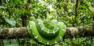 Como a cobra-papagaio usa paciência extrema e camuflagem perfeita para dominar o dossel da Floresta Amazônica