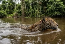 Como a onça-pintada domina ecossistemas aquáticos e caça jacarés gigantes nos rios profundos da Floresta Amazônica