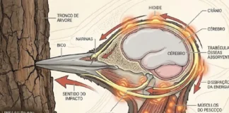 Como o pica-pau protege seu cérebro de impactos mecânicos extremos ao utilizar uma estrutura óssea craniana única