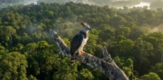 O majestoso gavião-real e a imensa floresta amazônica: como ninhos nas alturas revelam matas primárias intocadas