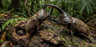 Como a engenharia natural do besouro-rinoceronte transforma troncos caídos e renova os solos da floresta na Amazônia