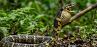 Como a cobra caninana utiliza estratégias de blefe e imitação sonora para afastar predadores nas florestas tropicais brasileiras