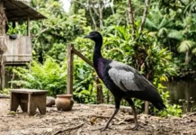 Como o jacamim utiliza vocalizações estridentes e comportamento territorial para atuar como cão de guarda nas comunidades da Amazônia