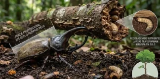 Como o besouro-rinoceronte amazônico ergue oitocentas vezes o próprio peso e recicla troncos caídos no solo florestal