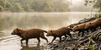 Como o raro cachorro-vinagre coordena caças em bando nas várzeas da Amazônia usando táticas parecidas com as de lobos