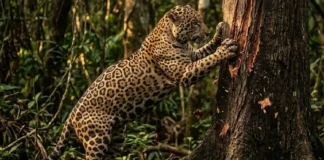 Como a onça-pintada imprime sua assinatura em troncos revelando seu tamanho exato para evitar combates na Amazônia
