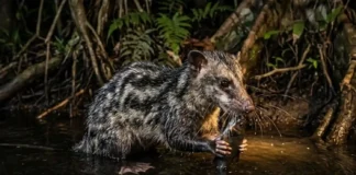 Como a cuíca-d’água utiliza bigodes sensoriais e adaptações evolutivas para caçar em rios turvos da Amazônia no escuro total