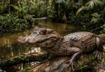 Como o jacaré-anão amazônico utiliza seu tamanho compacto para dominar igarapés estreitos e desafia o monitoramento ecológico