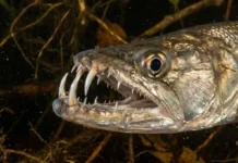 Como a cachorra-facão utiliza dentes desproporcionalmente grandes para caçar nas águas escuras do Rio Negro amazônico