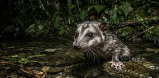 Como a cuíca-d’água caça peixes e crustáceos nos riachos usando bigodes sensoriais que funcionam como sonar tátil