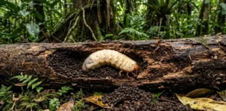 Como o poderoso besouro rinoceronte amazônico quebra troncos caídos e recicla nutrientes essenciais para o solo da floresta