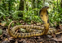 Caninana combina mimetismo comportamental e truques visuais para afugentar predadores na floresta sem ter veneno