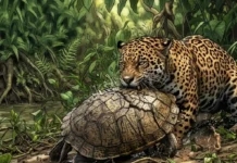 Jaguar da Amazônia demonstra mordida mais forte proporcionalmente entre felinos ao romper casco de tartaruga no Pantanal