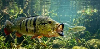 Tucunaré projeta mandíbula para criar vácuo hidrodinâmico que suga presas à distância nos rios da bacia amazônica