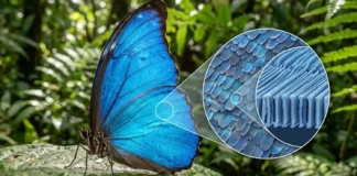 Borboleta amazônica cria ilusão óptica com nanoestruturas e reflete azul brilhante sem ter pigmento nas asas