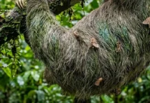 O ecossistema ambulante como a preguiça cultiva um jardim de algas e fungos nos próprios pelos para sumir no dossel