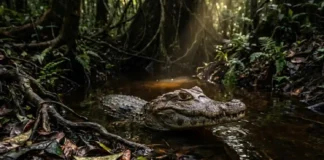 Como o pequeno jacaré-anão utiliza seu tamanho reduzido e carapaça blindada para dominar os igarapés estreitos e densos da Amazônia Como o pequeno jacaré-anão utiliza seu tamanho reduzido e carapaça blindada para dominar os igarapés estreitos e densos da Amazônia