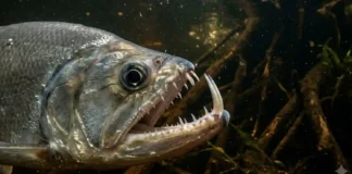 Como a formidável cachorra-facão utiliza dentes desproporcionalmente grandes para capturar presas robustas nos rios escuros da Amazônia Como a formidável cachorra-facão utiliza dentes desproporcionalmente grandes para capturar presas robustas nos rios escuros da Amazônia