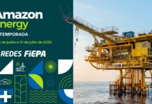 Amazon Energy 2026 debate o futuro energético da Amazônia em Belém Arte do evento Amazon Energy 2026, da FIEPA, com plataforma de petróleo offshore