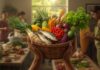 Prêmio Pacto Contra a Fome 2026 abre inscrições com R$ 100 mil; prazo vai até 7 de julho Mãos segurando um cesto com frutas, legumes e peixe em cozinha comunitária