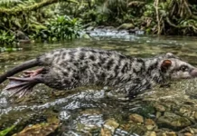 Cuíca-d’água caça peixes em riachos rápidos usando patas traseiras com membranas que nenhum outro marsupial do planeta possui