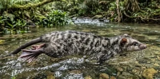 Cuíca-d'água caça peixes em riachos rápidos usando patas traseiras com membranas que nenhum outro marsupial do planeta possui