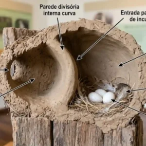 Arquitetura do joão-de-barro utiliza câmara interna curva como chicane térmica e barreira contra intempéries nas cidades