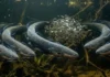 Poraquês coordenam descargas elétricas em grupo para cercar cardumes e otimizar a caça em lagos da Amazônia