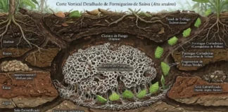 Agricultura subterrânea a formiga-cortadeira opera como mestre da agricultura simbiótica e alimenta milhões de indivíduos com fungos na escuridão do solo
