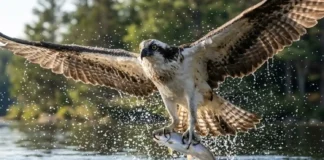 Como a anatomia da águia-pescadora usa dedos reversíveis e garras espiculadas para capturar peixes escorregadios em pleno voo